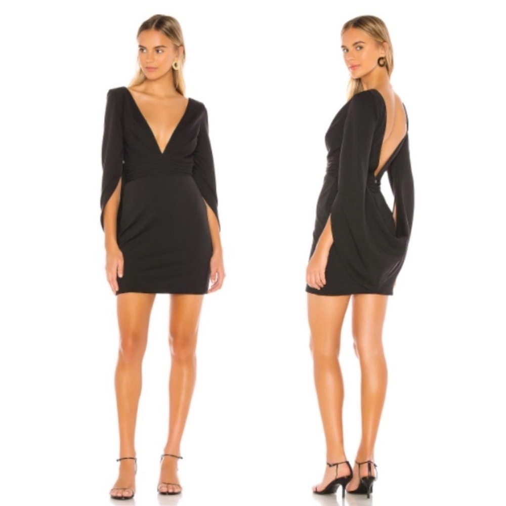 NWT Katie May Move Over Mini Dress Small Black Cape V Neck Cocktail Party Chic